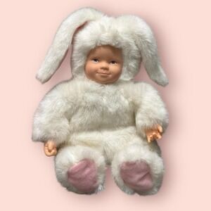 Anne Geddes Baby Bunnies Plush Doll‎ White Bunny Costume Bean Filled